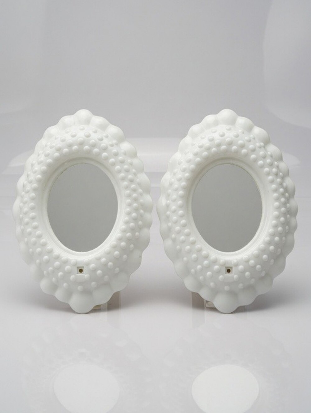 White Decorative Oval Wall Mirror Pair - Home Accents